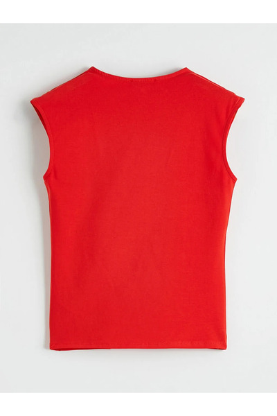 LC Waikiki Κόκκινο Γυναικείο Φανελάκι με Λαιμόκοψη Ποδηλάτου