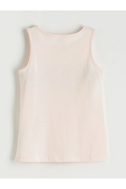 LC Waikiki Pink Crew Neck Printed Girl's Undershirt