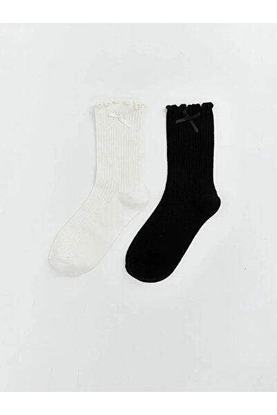 LC Waikiki Γυναικείες κάλτσες με λεπτομέρεια φιόγκου σε χρώμα εκρού, συσκευασ...