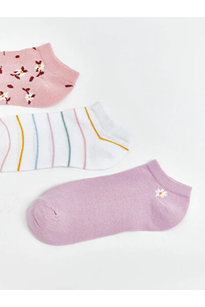 LC Waikiki Γυναικείες κάλτσες με ροζ σχέδια, σετ 3 τεμαχίων
