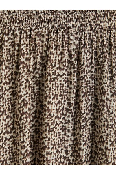 LC Waikiki Καφέ φούστα με ελαστική μέση και σχέδιο