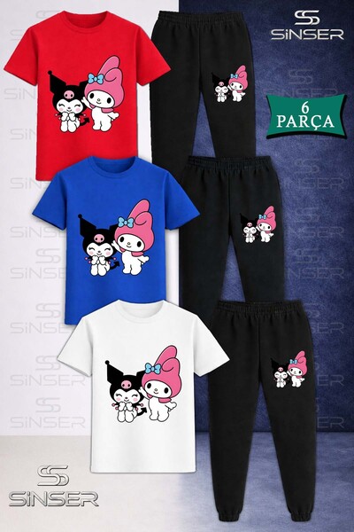 SS SİNSER Children's Kromi My Melodi 2Li 3L T-Shirt and Sweatpants Set