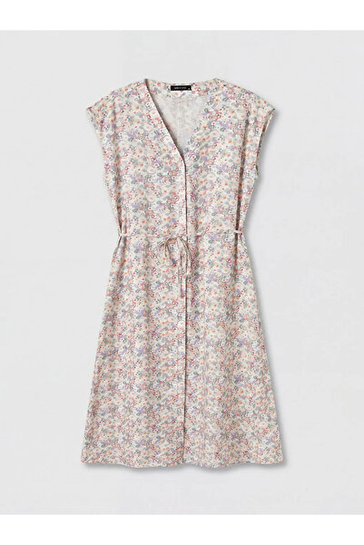 LC Waikiki Μικτό φλοράλ φόρεμα με λαιμόκοψη V και ζώνη στη μέση