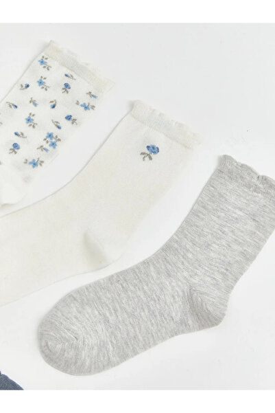 LC Waikiki Εκρού Floral Γυναικείες Κάλτσες 5 τεμαχίων