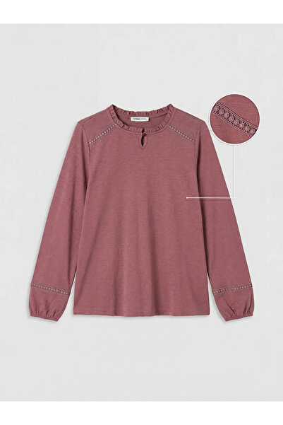 LC Waikiki Ροζ μπλούζα με κέντημα σε λαιμόκοψη ποδηλάτου