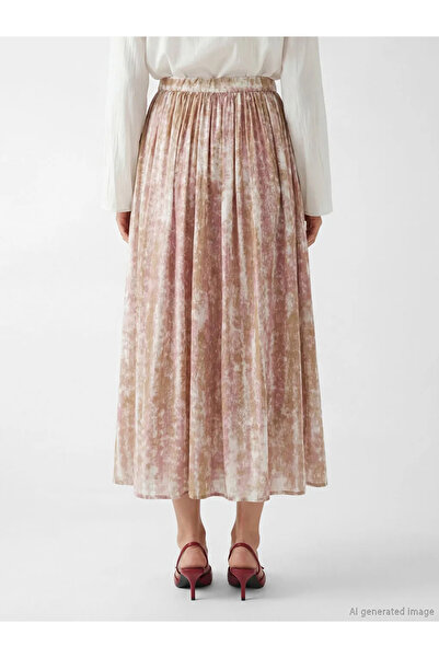 LC Waikiki Ροζ φούστα με ελαστική μέση και σχέδιο