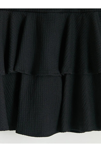 LC Waikiki Μαύρη Μίνι Φούστα με Πλισέ Υφή και Στρώσεις