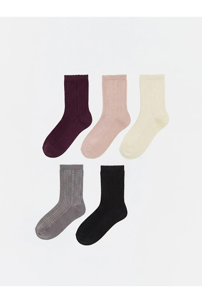 LC Waikiki Μωβ Γυναικείες Κάλτσες με Σχέδιο, Σετ 5 τεμαχίων