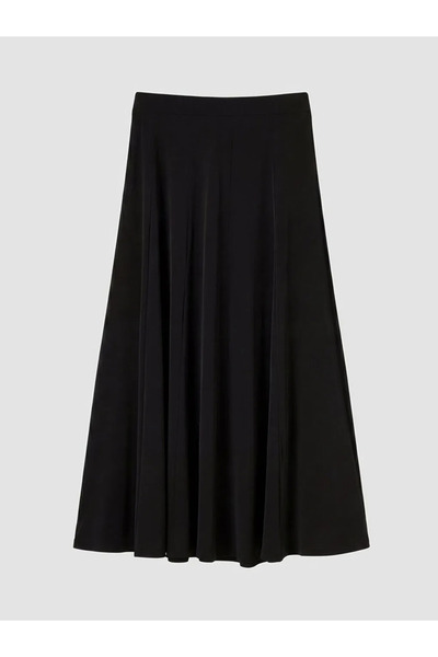 LC Waikiki Μαύρη πλισέ φούστα με ελαστική μέση