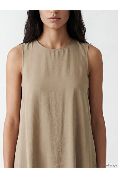 LC Waikiki Καφέ φόρεμα με λαιμόκοψη Modal Blend