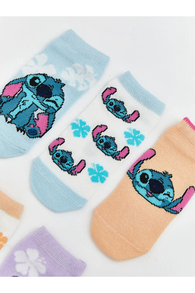 LC Waikiki Κάλτσες για κορίτσια με μπλε σχέδιο Stitch και Angel, σετ 5 τεμαχίων