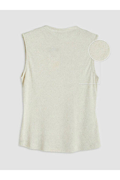 LC Waikiki Μπλούζα με λινό με λαιμόκοψη σε μπεζ χρώμα