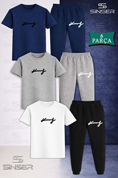 SS SİNSER Children's King Imza Syh 3LÜ T-Shirt Tracksuit Set