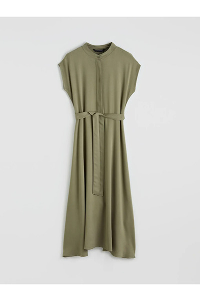 LC Waikiki Φόρεμα Belmando σε γραμμή Α με ριχτό γιακά και ζώνη