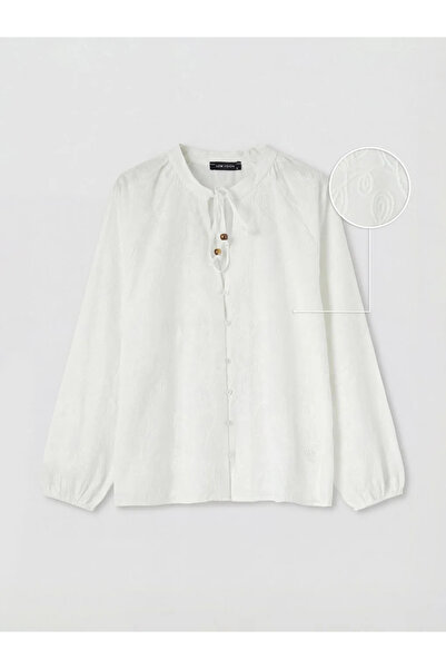 LC Waikiki Λευκή μπλούζα με κεντημένο γιακά