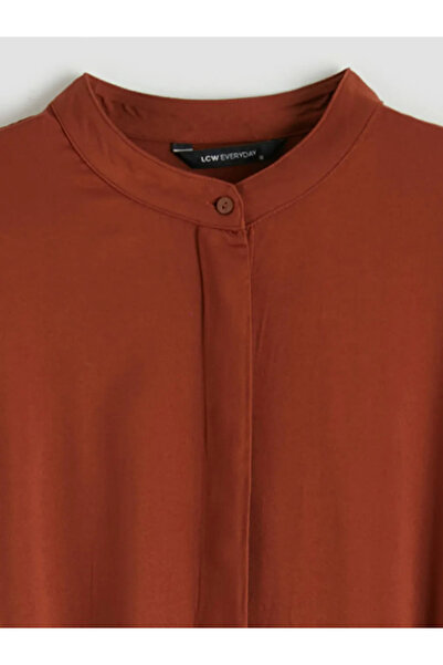 LC Waikiki Καφέ φόρεμα Belmando σε γραμμή Α με ζώνη στο λαιμό