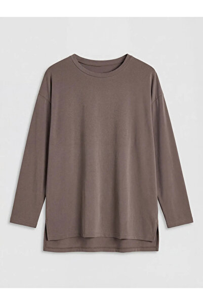 LC Waikiki Καφέ μπλούζα με λαιμόκοψη ποδηλάτου