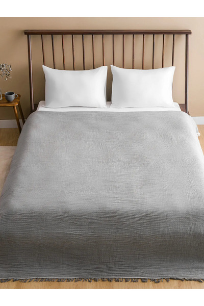 LC Waikiki Βαμβακερό κάλυμμα κρεβατιού ανθρακί διπλό