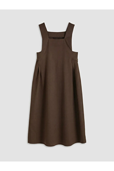 LC Waikiki Καφέ φόρεμα με τετράγωνο γιακά