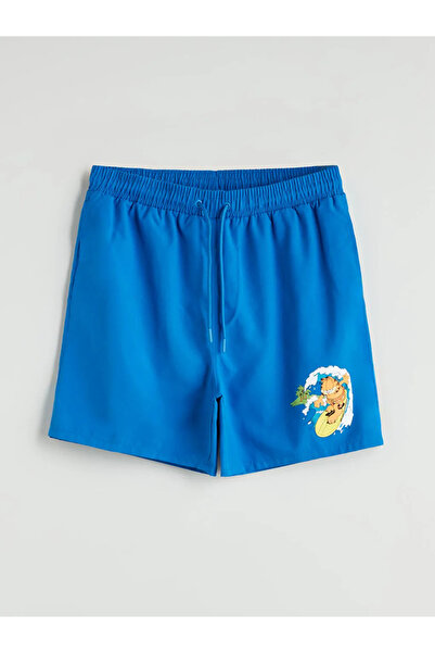 LC Waikiki Μπλε κοντό ανδρικό μαγιό με άδεια Garfield
