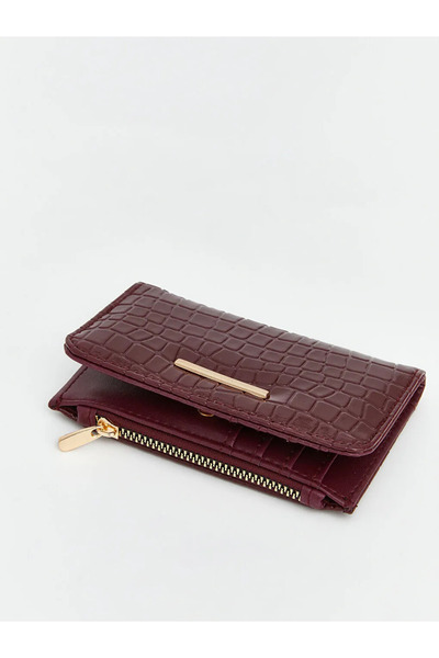 LC Waikiki Γυναικείο πορτοφόλι με δερμάτινο μπορντό