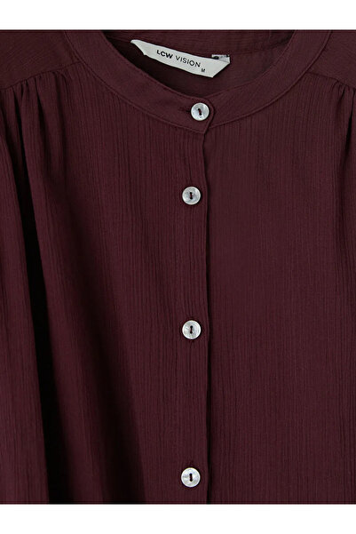 LC Waikiki Μπλούζα με γιακά και κορδόνι στο τελείωμα σε χρώμα μούρι