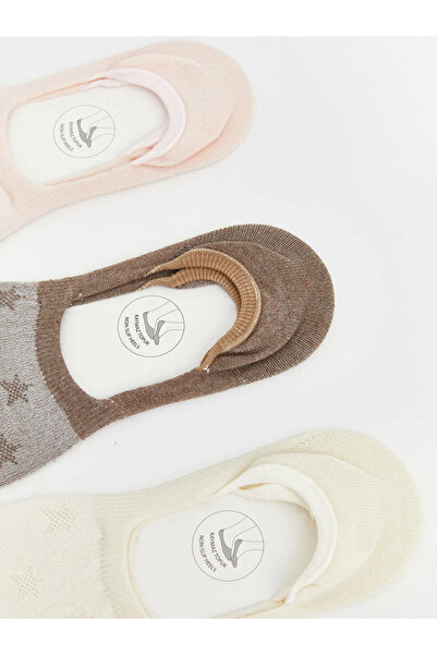 LC Waikiki Γυναικείες κάλτσες μπαλαρίνας με σχέδιο ροζ αστέρια, σετ 3 τεμαχίων