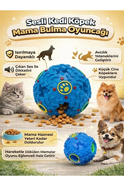 Hakdempet Sesli Kedi Köpek Mama Ödül Topu Zeka Geliştirici İnteraktif Eğitim ...