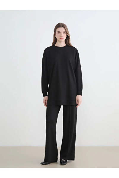 LC Waikiki Μαύρο γυναικείο φούτερ με ελαστική μέση