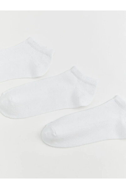 LC Waikiki Λευκές γυναικείες κάλτσες μονόχρωμες μποτάκια 3 τεμαχίων