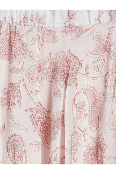 LC Waikiki Ροζ φούστα σιφόν με πιέτες και ελαστική μέση