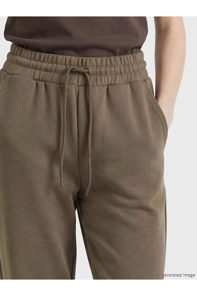 LC Waikiki Καφέ γυναικείο παντελόνι jogger με ελαστική μέση