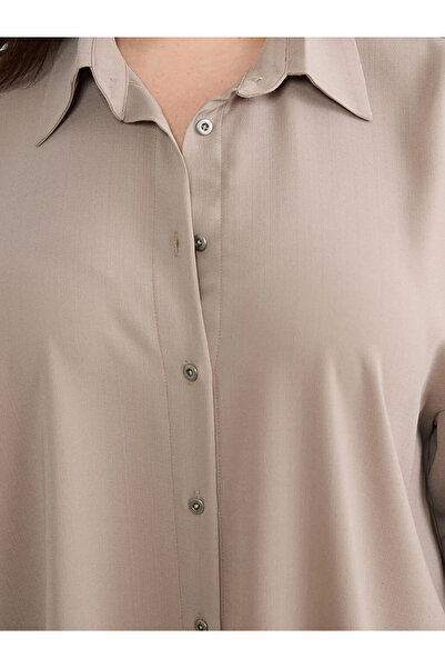 LC Waikiki Γυναικείο πουκάμισο σε μπεζ χαλαρή εφαρμογή