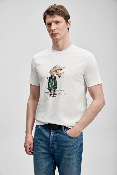 Lufian Μοντέρνο γραφικό μπλουζάκι Duck σε ανοιχτό λευκό