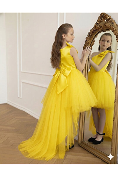 Star Kids Κοριτσίστικο φόρεμα με φιόγκο στον έναν ώμο, φόρεμα αποφοίτησης