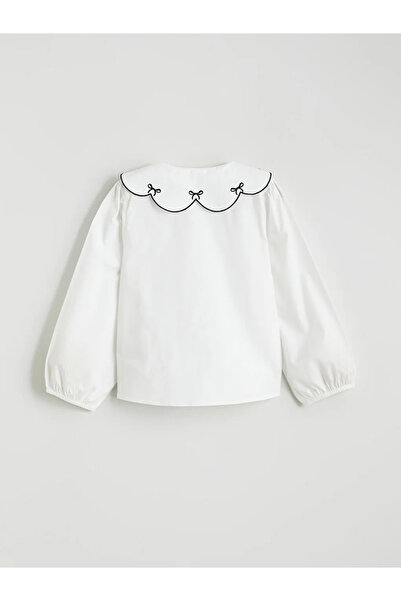 LC Waikiki Λευκό πουκάμισο ποπλίνα για κορίτσια με γιακά μωρού