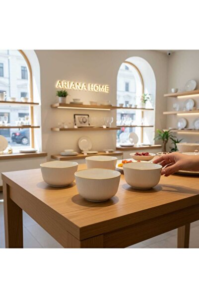 IKEA Ofantligt Porselen Yaldızlı 4 Adet 13 cm Çorba Kasesi Gld