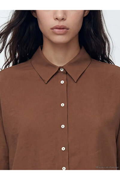 LC Waikiki Γυναικείο πουκάμισο καφέ Modal Blend