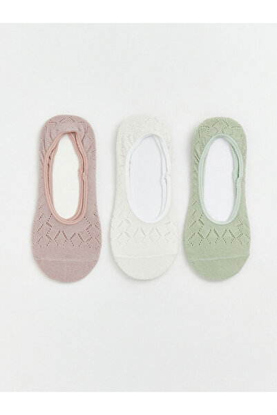 LC Waikiki Texx Store Quality Openwork Women's Ballerina Socks 3-Piece Set