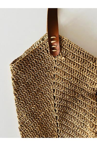 İlmek anne butik Kağıt İp Plaj Bohem Örgü Hand Made Midye Model Yazlık Çanta