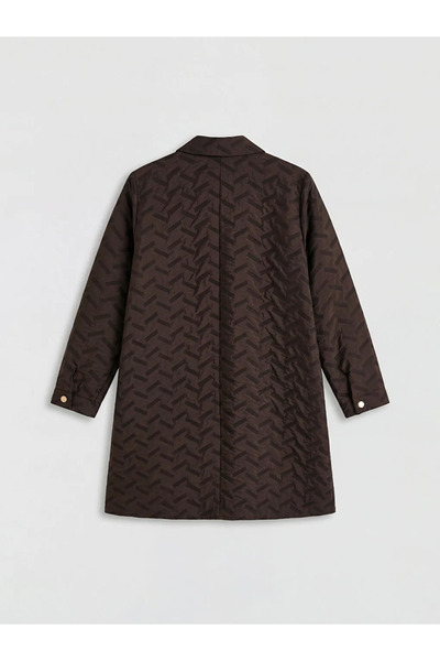 LC Waikiki Καφέ Γιακάς πουκαμίσου Με σχέδιο Γυναικεία Φεράτσα