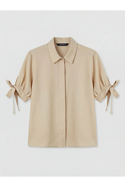LC Waikiki Μπεζ γυναικείο πουκάμισο σε κανονική γραμμή