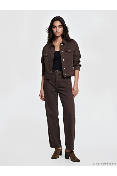 LC Waikiki Nevavm Wideleg Women's Jean Pants with Belt and Difference in Waist
