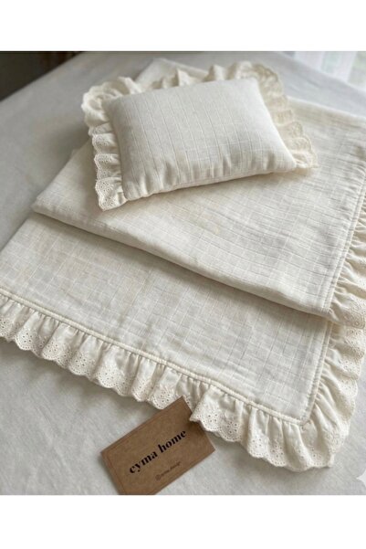 eyma home %100 pamuk tek kat fisto fırfırlı muslin battaniye