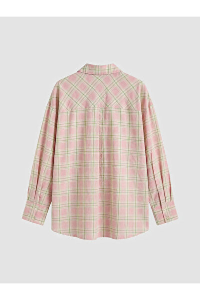 LC Waikiki Ροζ καρό υπερμεγέθη γυναικείο πουκάμισο