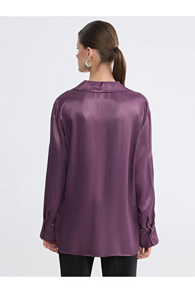 LC Waikiki Γυναικείο πουκάμισο από σατέν με όψη δαμασκηνί