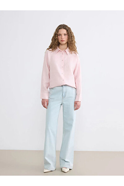 LC Waikiki Ροζ Γυναικείο Πουκάμισο 100% Λινό