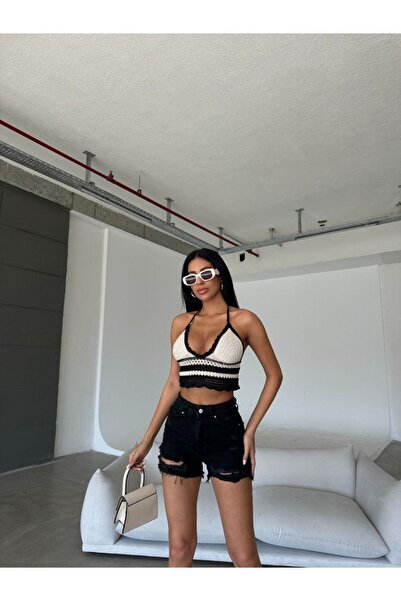 Aida Fashion Yırtık detay denim şort