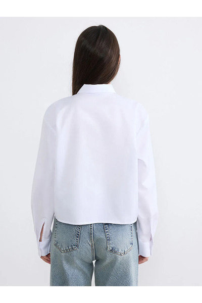 LC Waikiki Λευκό Γυναικείο Πουκάμισο Petite Stone