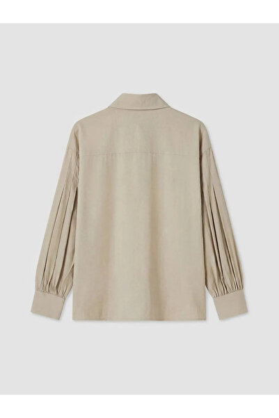 LC Waikiki Μπεζ γυναικείο πουκάμισο με πλισέ και χαλαρή εφαρμογή